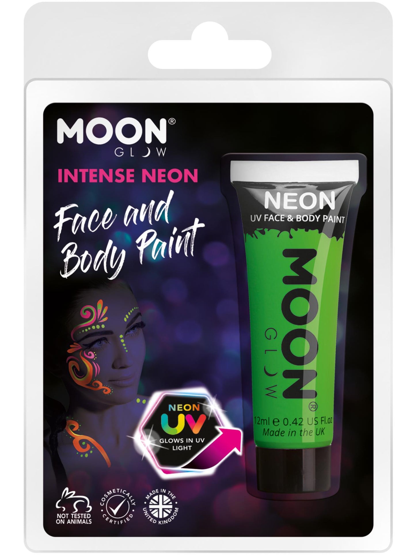 Smiffys Moon Glow Intense Neon UV Face Paint, Intense Gree CD für Unisex