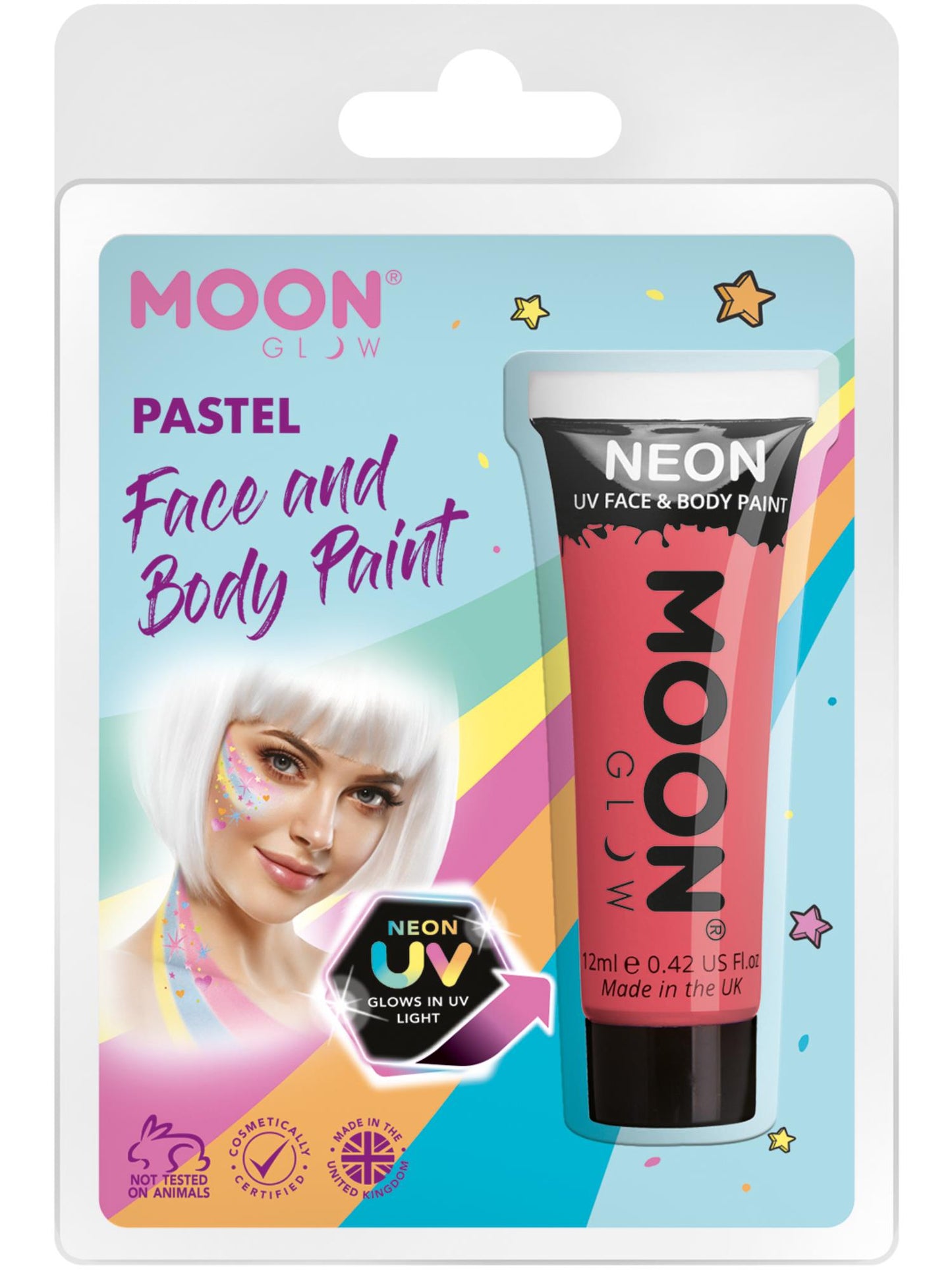 Smiffys Moon Glow Pastel Neon UV Face Paint, Pastel Coral CD für Unisex