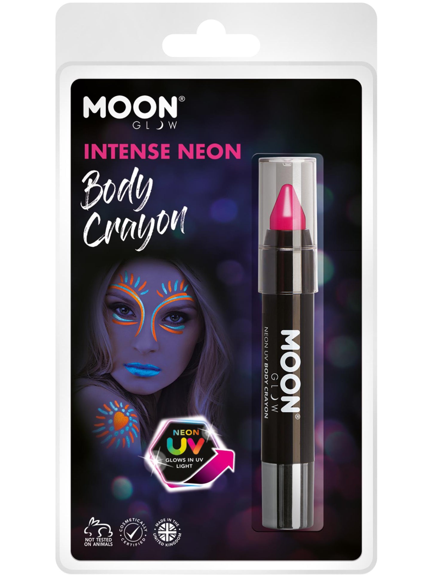 Smiffys Moon Glow Intense Neon UV Body Crayons, Intense Pi CD für Unisex