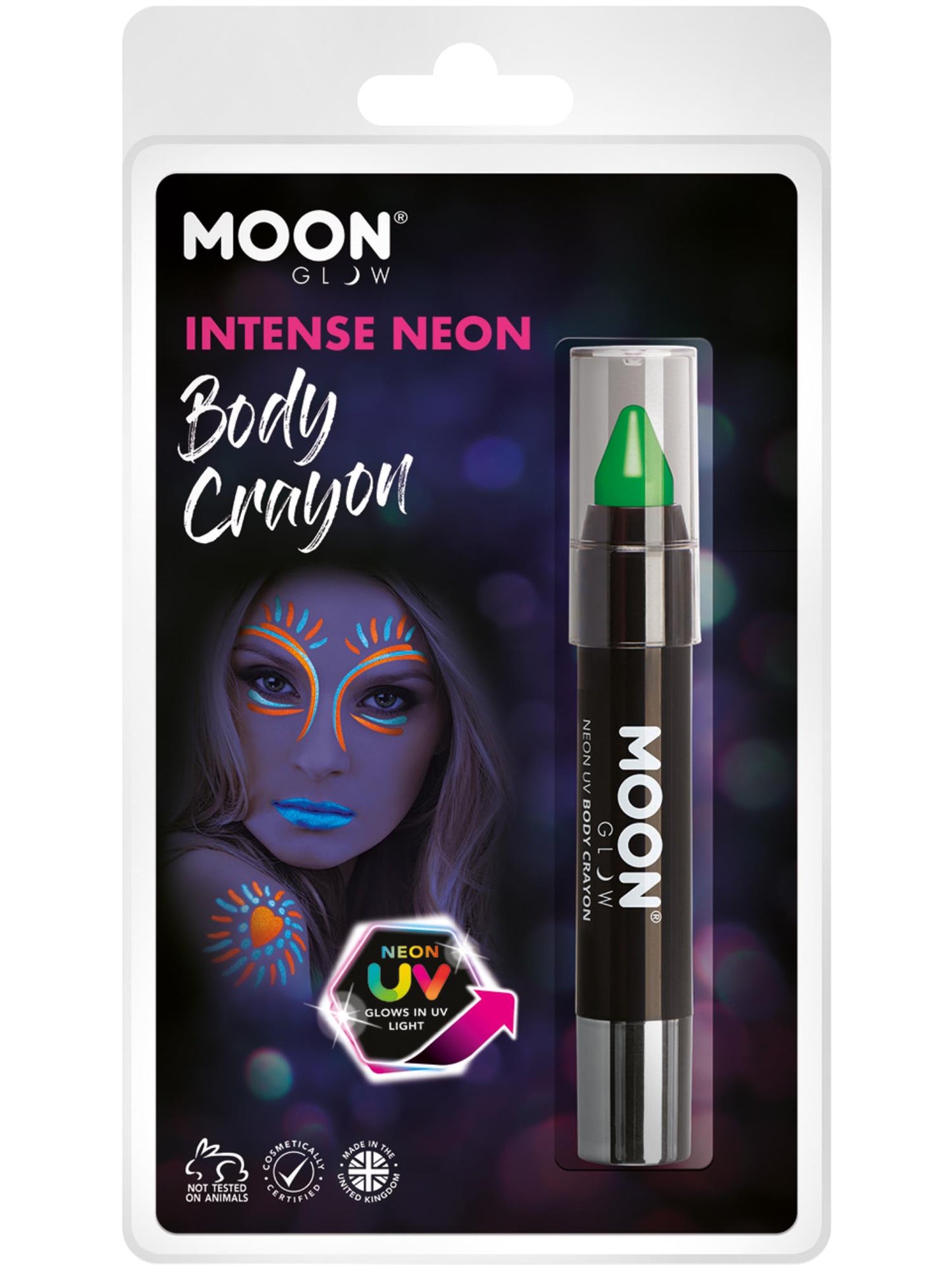 Smiffys Moon Glow Intense Neon UV Body Crayons, Intense Gr CD für Unisex