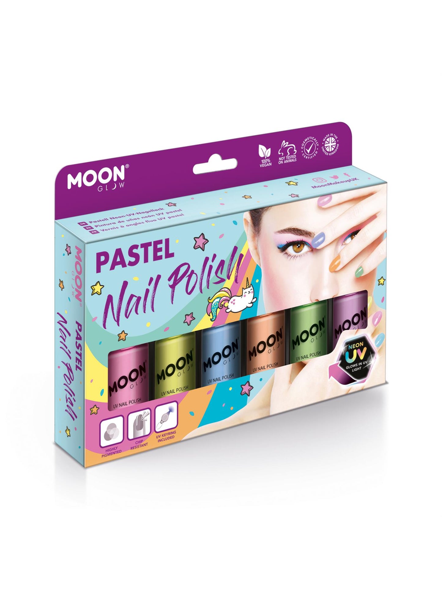 Smiffys Moon Glow Pastel Neon UV Nail Polish, Assorted CD für Unisex