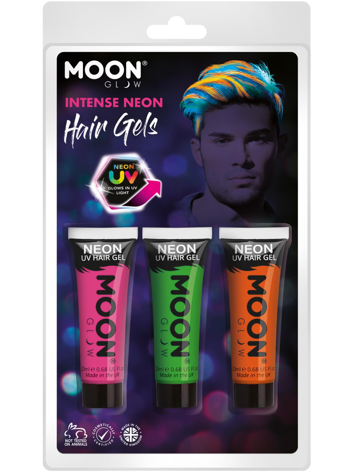 Smiffys Moon Glow Intense Neon UV Hair Gel, CD für Unisex