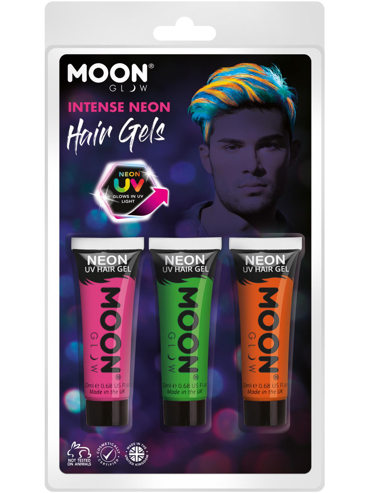 Smiffys Moon Glow Intense Neon UV Hair Gel, CD für Unisex