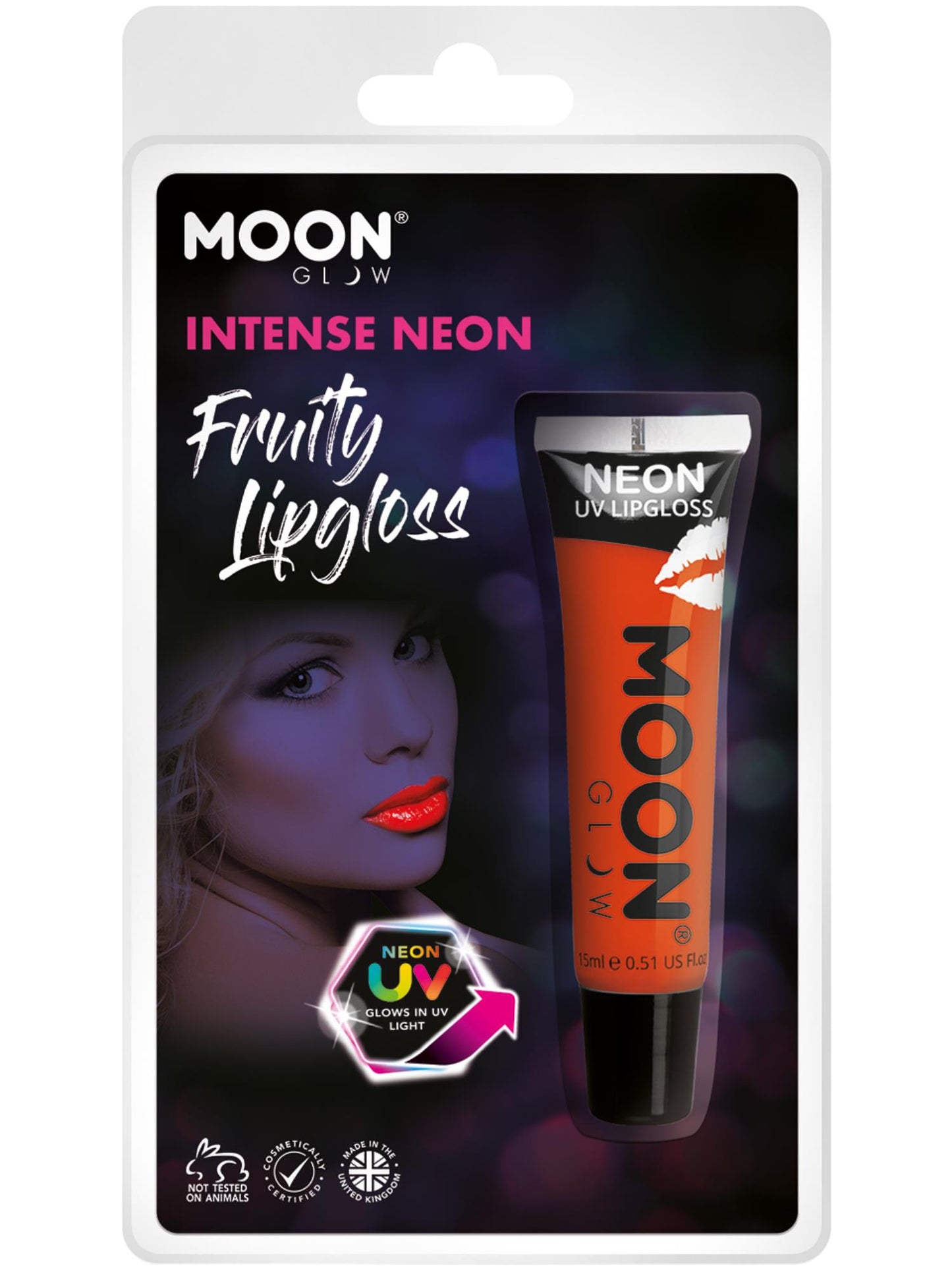 Smiffys Moon Glow Intense Neon UV Fruity Lipgloss, Orange CD für Unisex