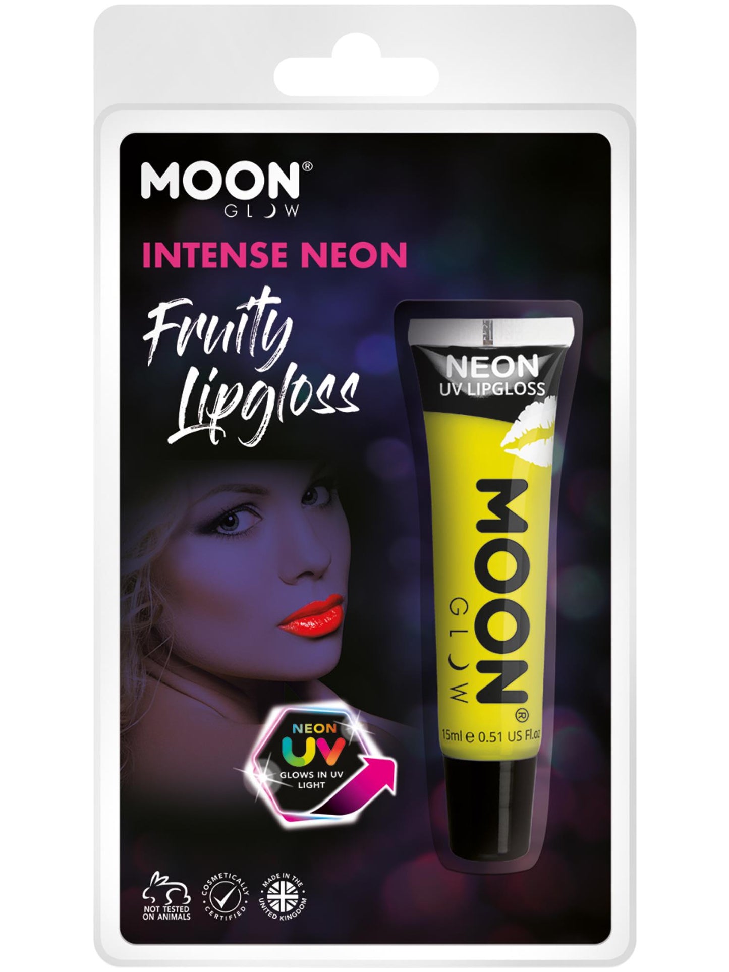 Smiffys Moon Glow Intense Neon UV Fruity Lipgloss, Yellow CD für Unisex