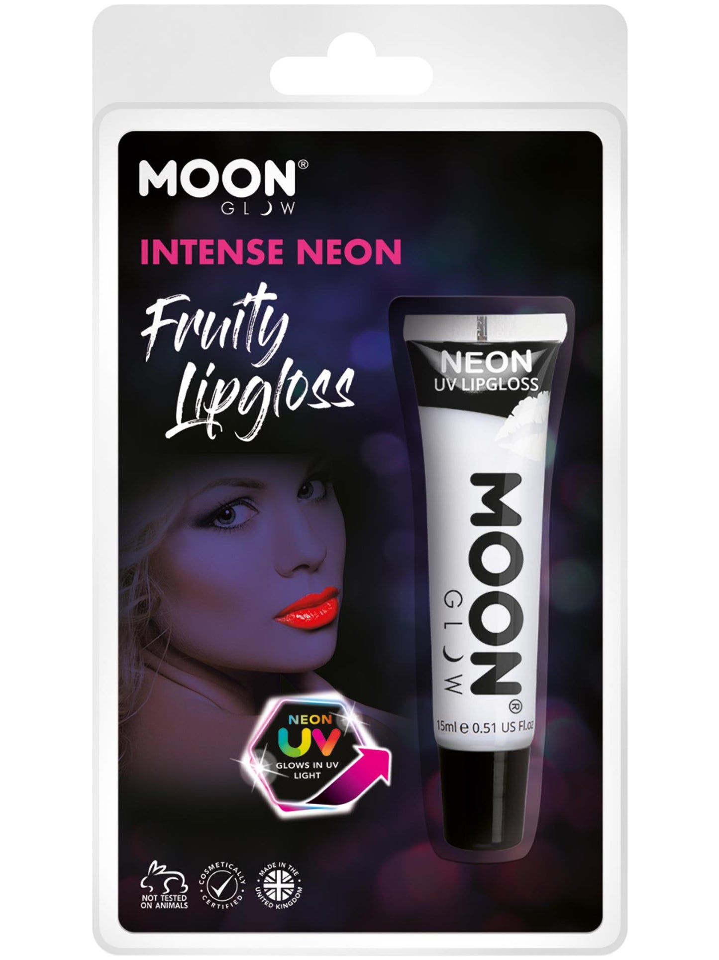 Smiffys Moon Glow Intense Neon UV Fruity Lipgloss, White CD für Unisex