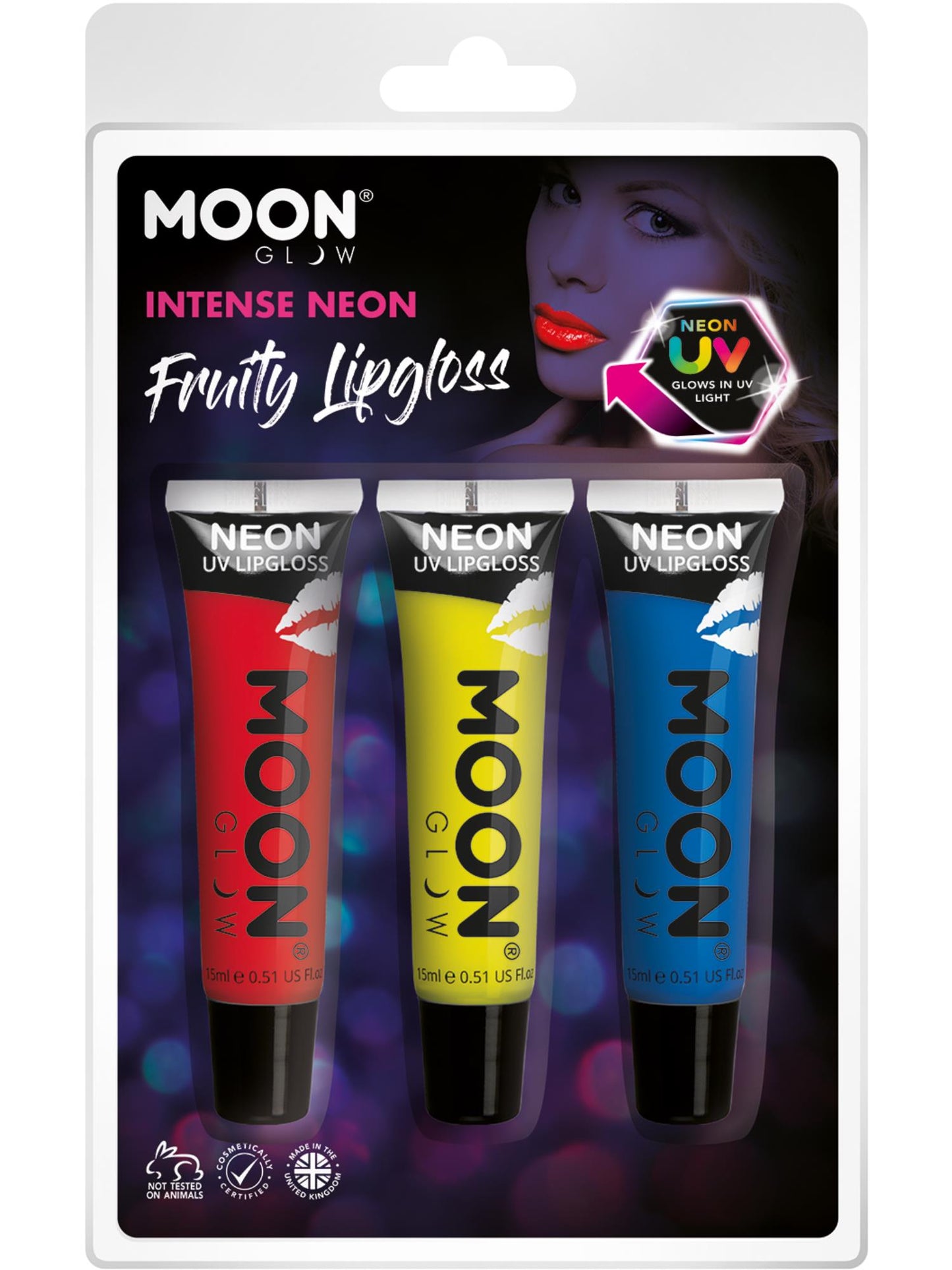Smiffys Moon Glow Intense Neon UV Fruity Lipgloss, CD für Unisex