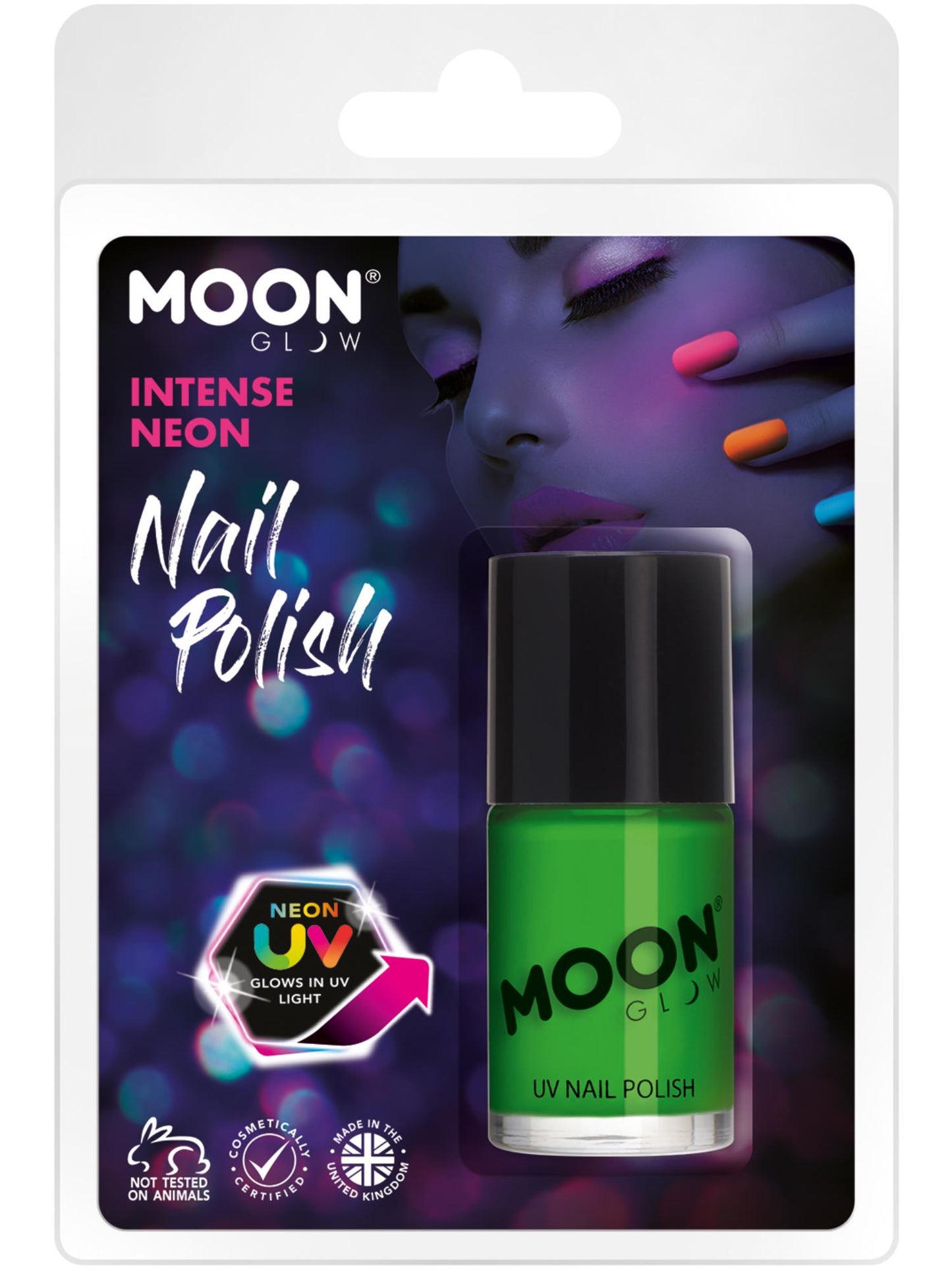 Smiffys Moon Glow Intense Neon UV Nail Polish, Intense Gre CD für Unisex