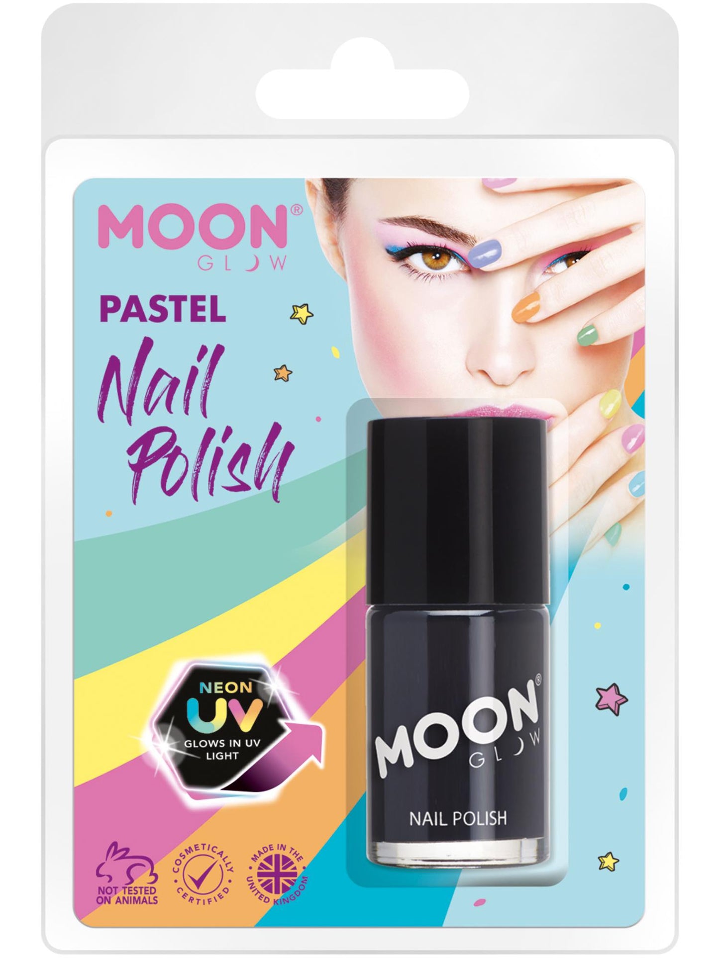 Smiffys Moon Glow Pastel Neon UV Nail Polish, Black CD für Unisex