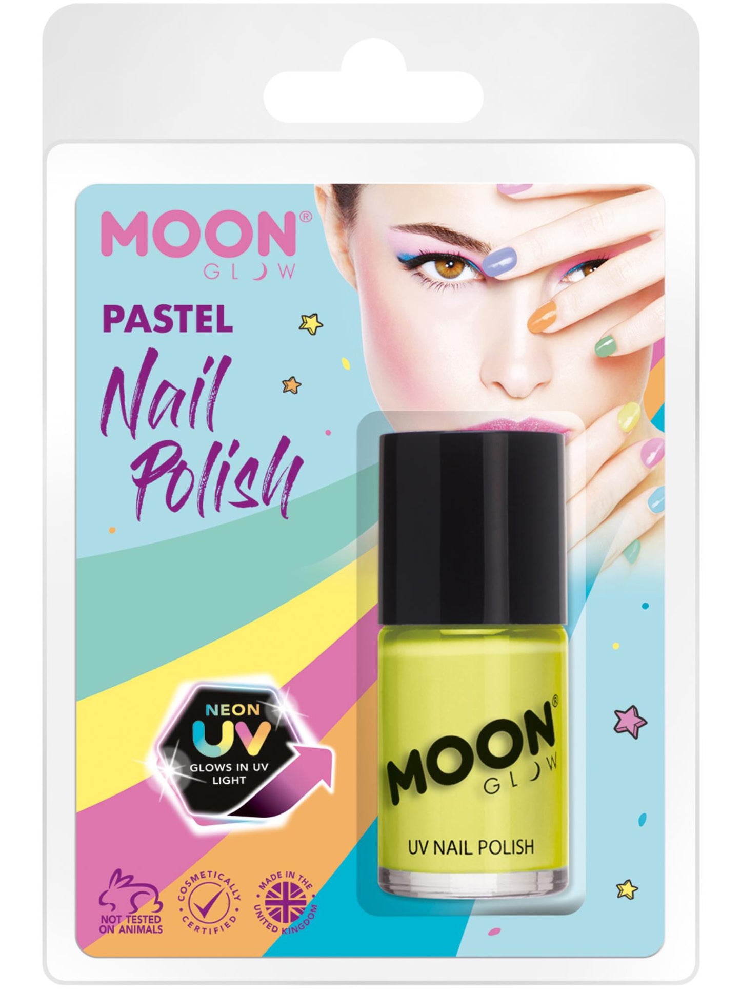 Smiffys Moon Glow Pastel Neon UV Nail Polish, Pastel Yello CD für Unisex