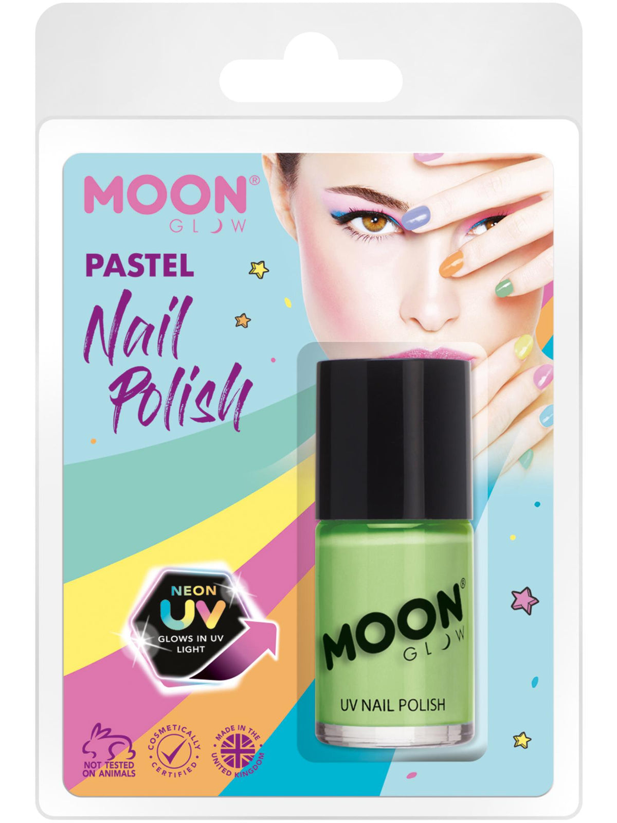 Smiffys Moon Glow Pastel Neon UV Nail Polish, Pastel Green CD für Unisex