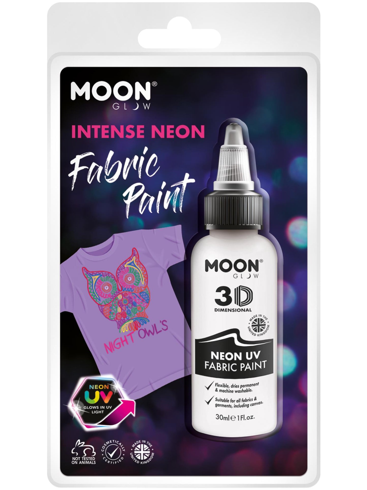 Smiffys Moon Glow - Neon UV Intense Fabric Paint, White CD für Unisex