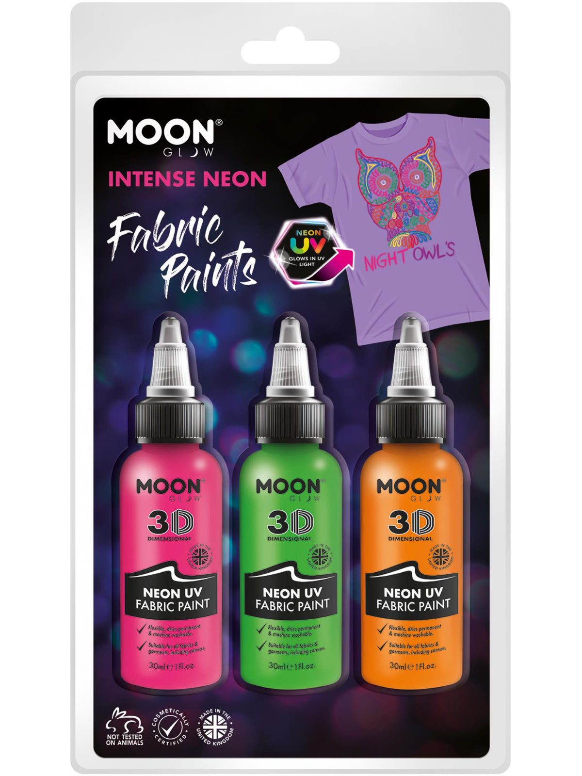 Smiffys Moon Glow - Neon UV Intense Fabric Paint, CD für Unisex