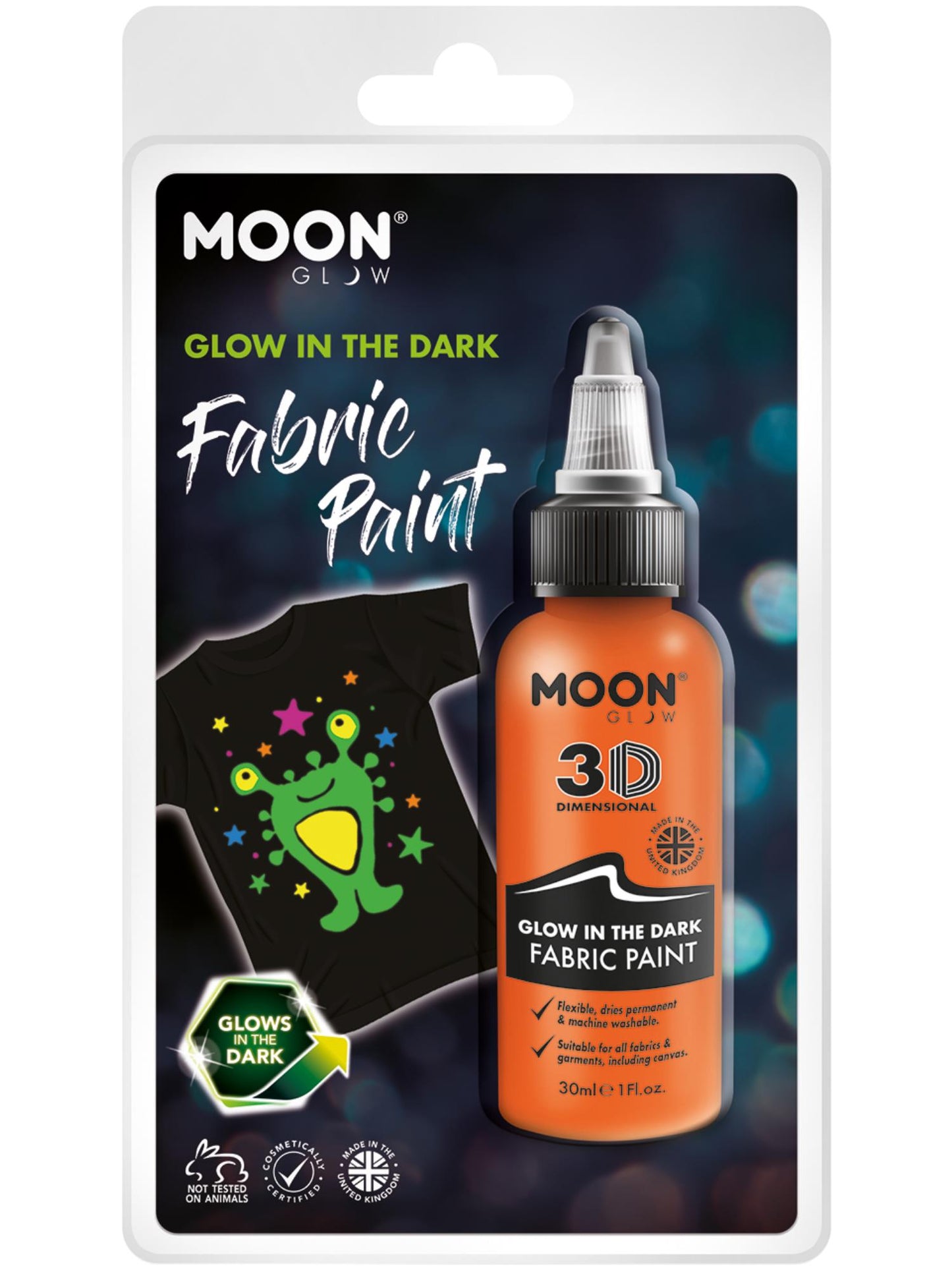 Smiffys Moon Glow - Glow in the Dark Fabric Paint, Orange CD für Unisex