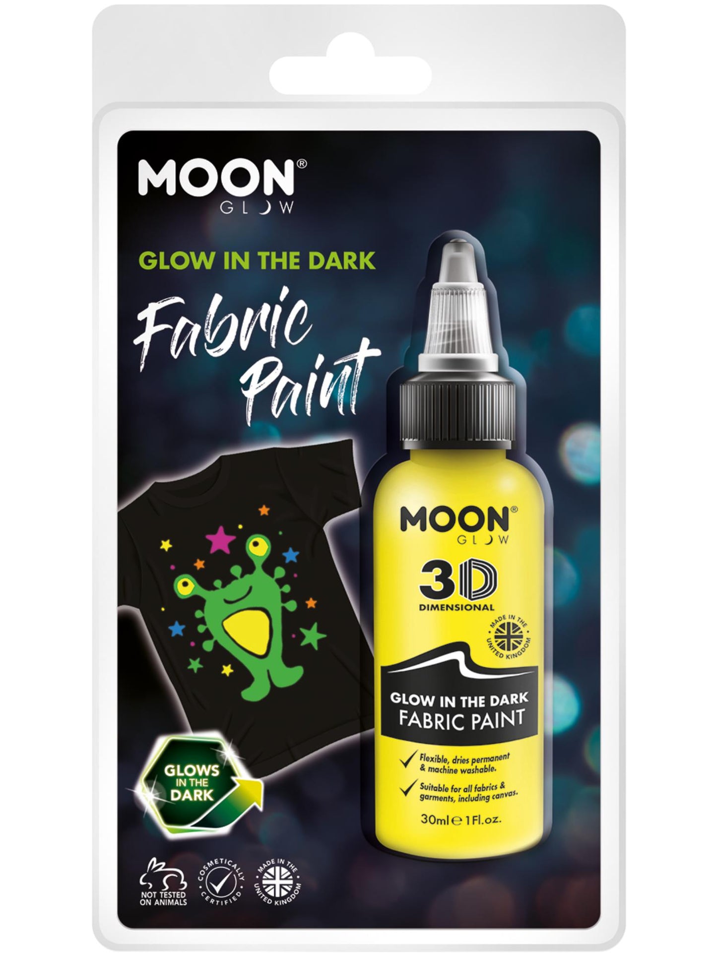 Smiffys Moon Glow - Glow in the Dark Fabric Paint, Yellow CD für Unisex