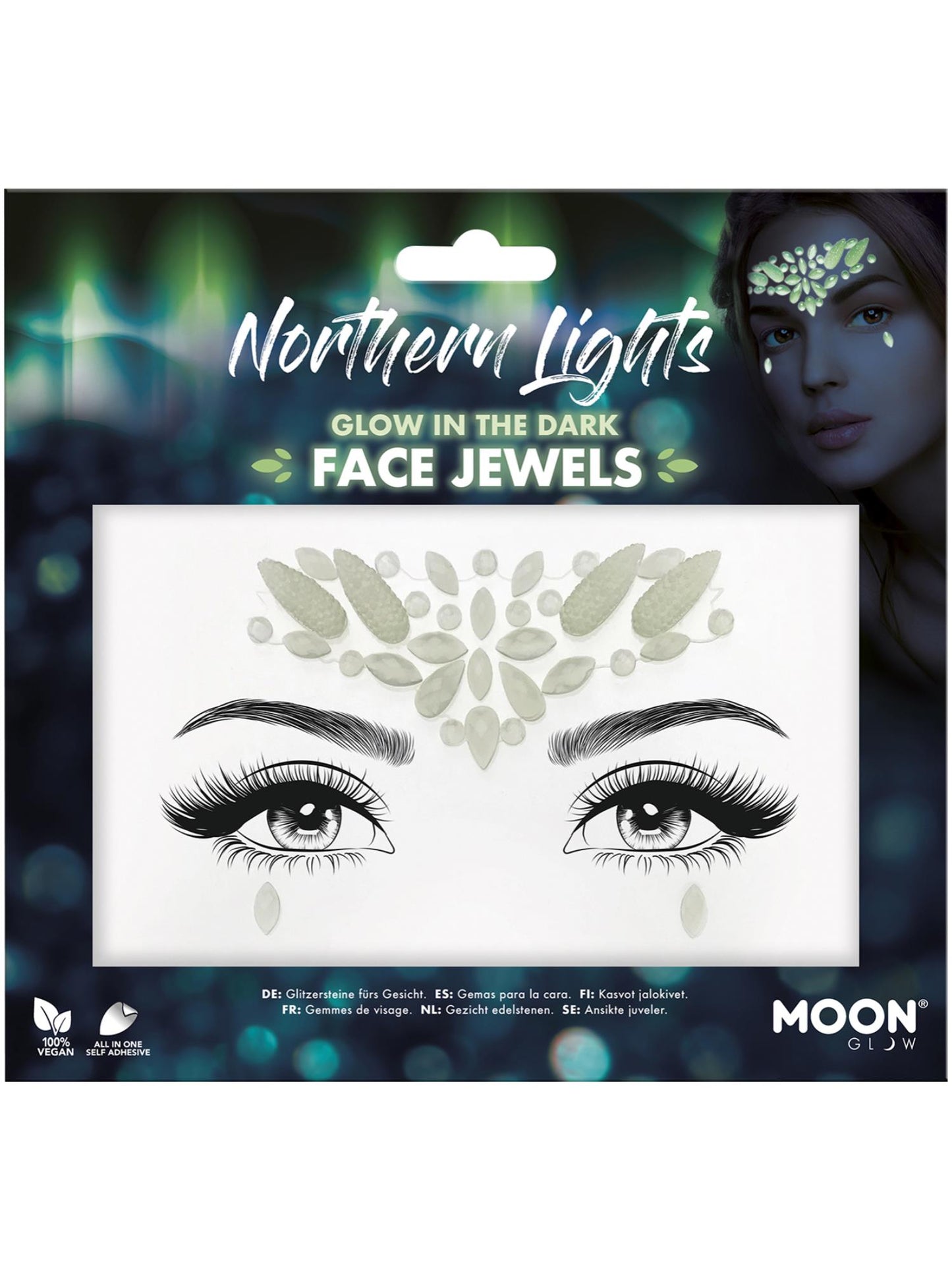 Smiffys Moon Glow Face Jewels, Northern Lights CD für Unisex
