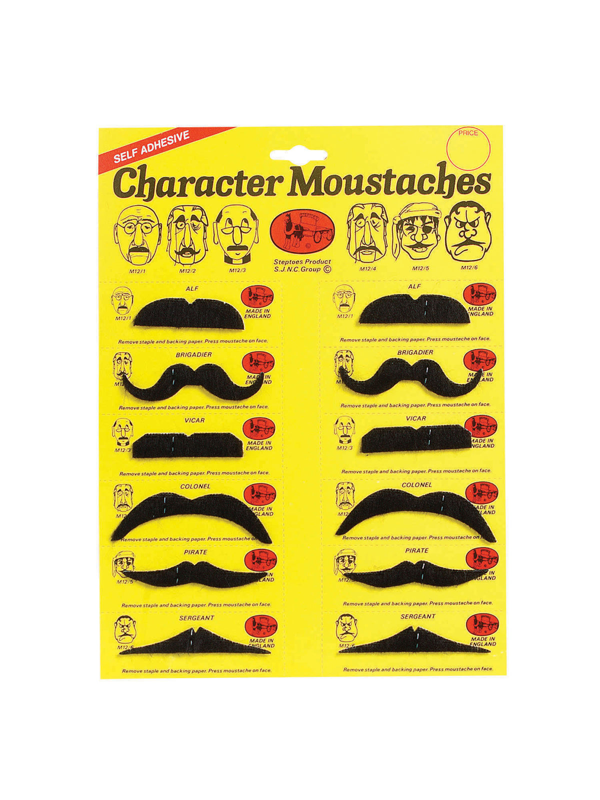 Rubies Moustaches,Black 6 asstd.CD/12 Beards and Moustaches