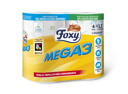 FOXY FOXY Mega3 Toilettenpapier Triple Duración 4 Rollen Kosmetik