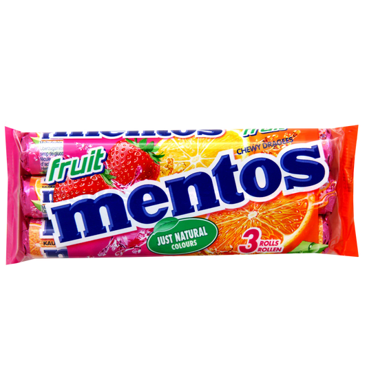 mentos Fruit 3x38g Multipack Kaudragees mit Fruchtgeschmack – Produktansicht