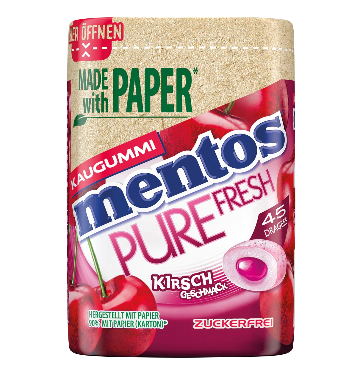 Mentos Pure Fresh Kirsch Kaugummi 90 g zuckerfrei