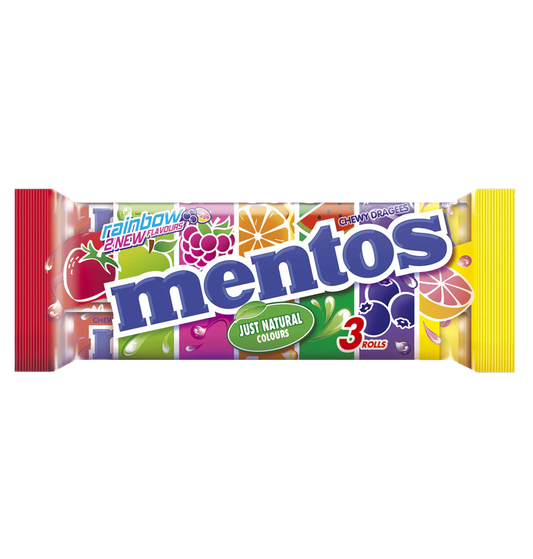 mentos Rainbow 3x37,5g Multipack Kaudragees mit Fruchtgeschmack – Produktansicht