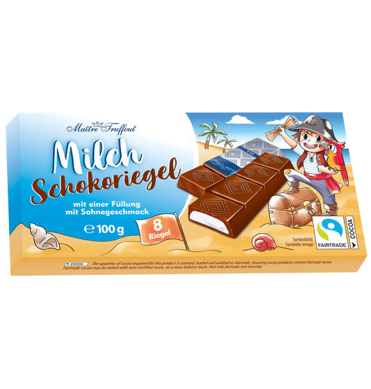 Maître Truffout Milchschokolade mit Sahnecremefüllung 8 Riegel 100g – Produktansicht