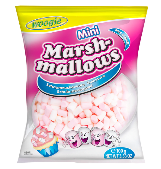 Woogie Mini Marshmallows Pink & Weiss 100g – Produktansicht