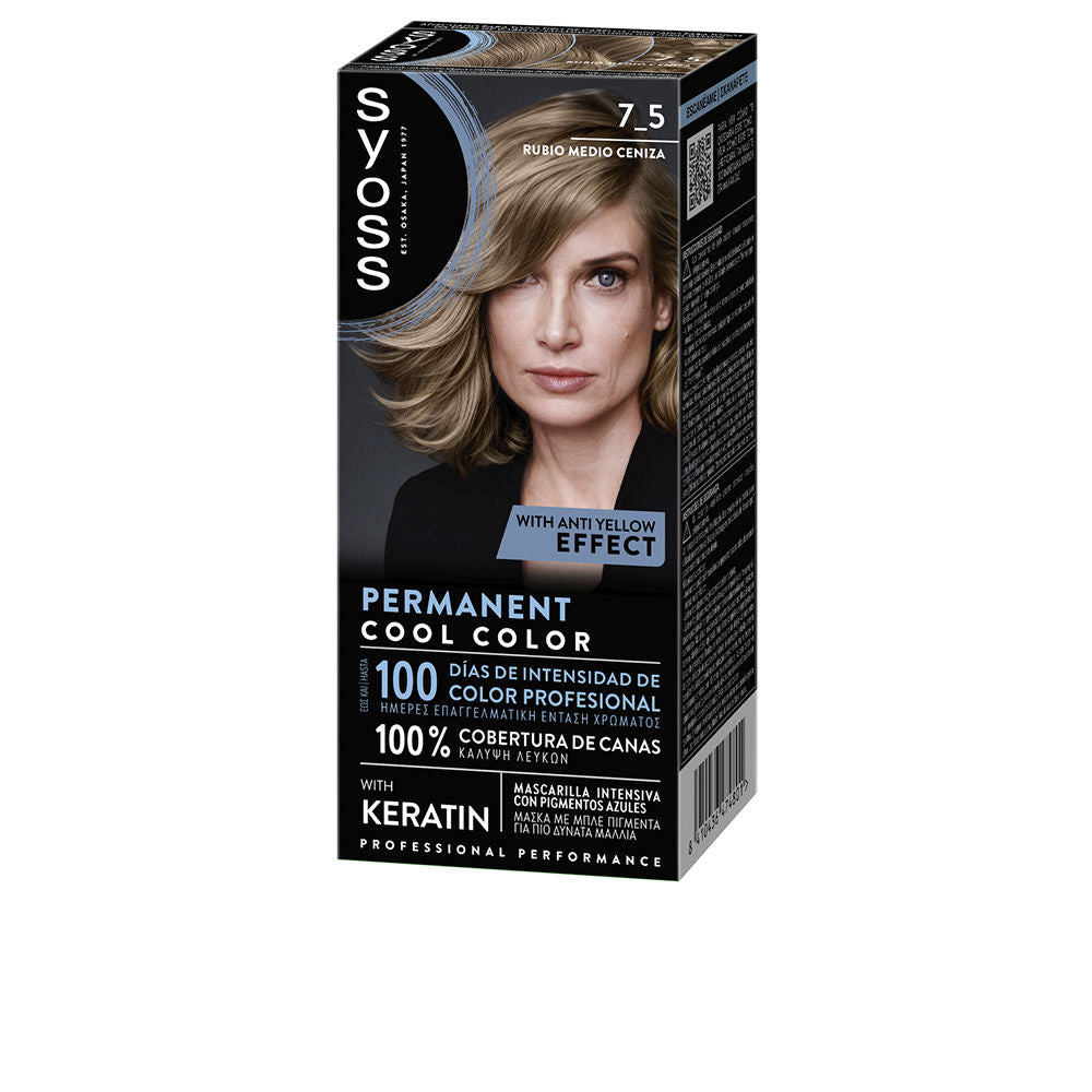 Syoss Permanent Cool Color 7,5 Rubio Medio Ceniza Haarfarbe