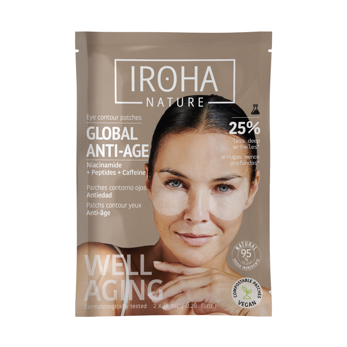 Iroha Nature Global Eye Care Augenpflege mit Niacinamid, Koffein und Peptiden, 2 Einheiten