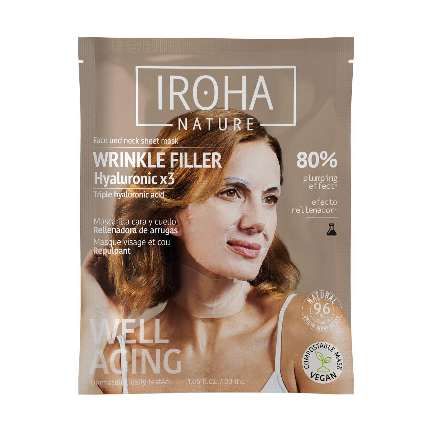 Iroha Nature Wrinkle Filler Anti-Age Gesichts- und Halsmaske Verpackung