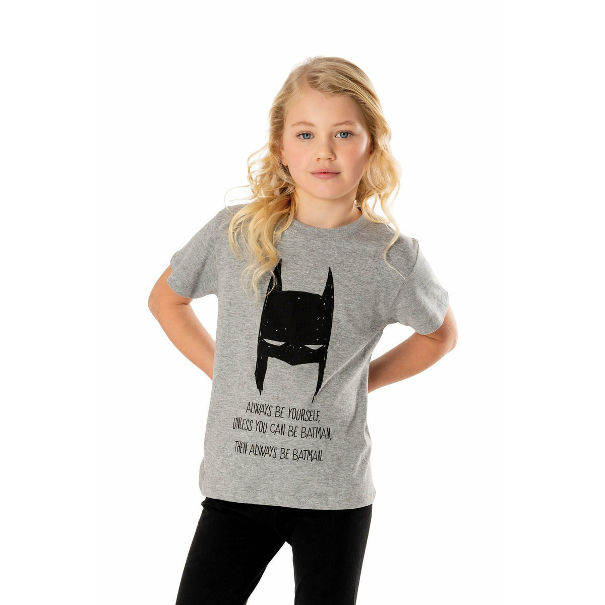Rubies Batman (DC) Batman Kids Grey Marl Mask T-Shirt T-Shirts für Unisex