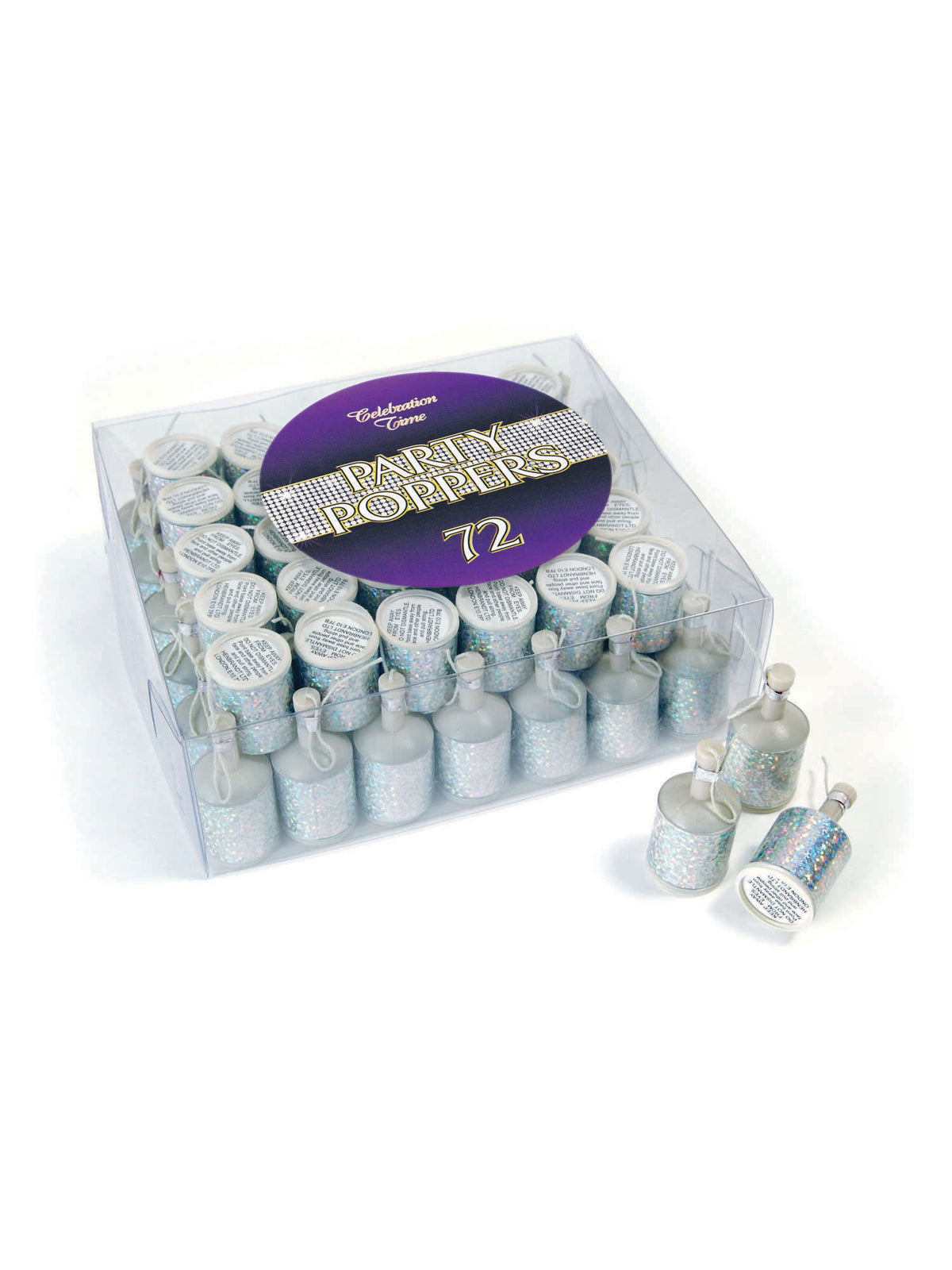 Rubies Party Poppers. Silver Holographic Party Goods
