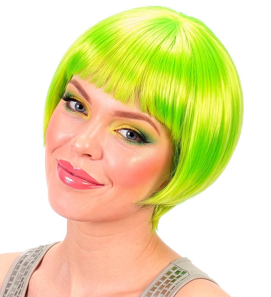 Neon grüne Rave-Perücke in Box für Fasnacht und Karneval
