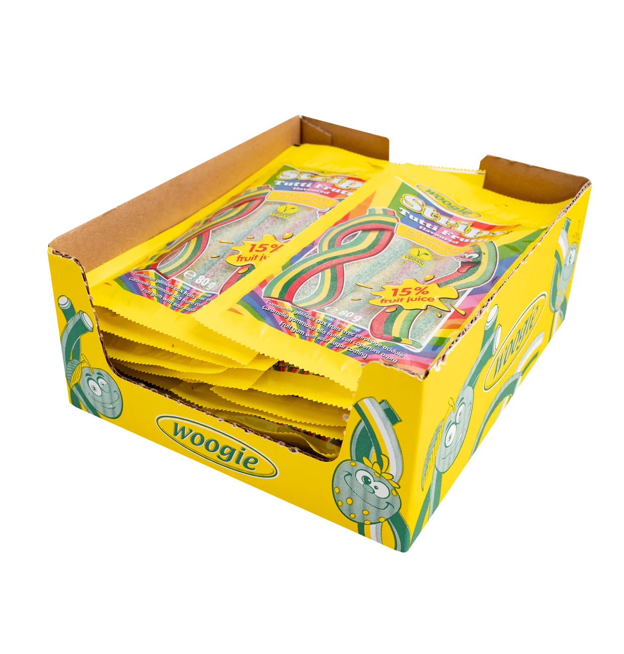 Woogie Rainbow Strips 80g Miami Tutti Frutti Fruchtgummi Produktbild – Detailansicht