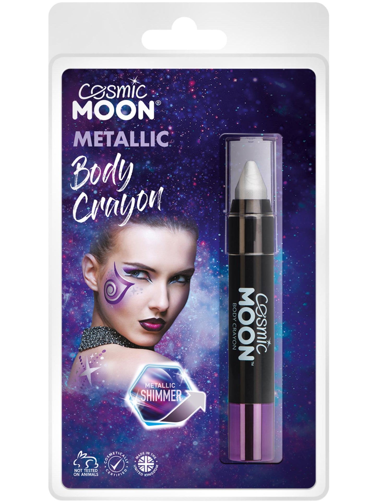 Smiffys Cosmic Moon Metallic Body Crayons, Silver CD für Unisex