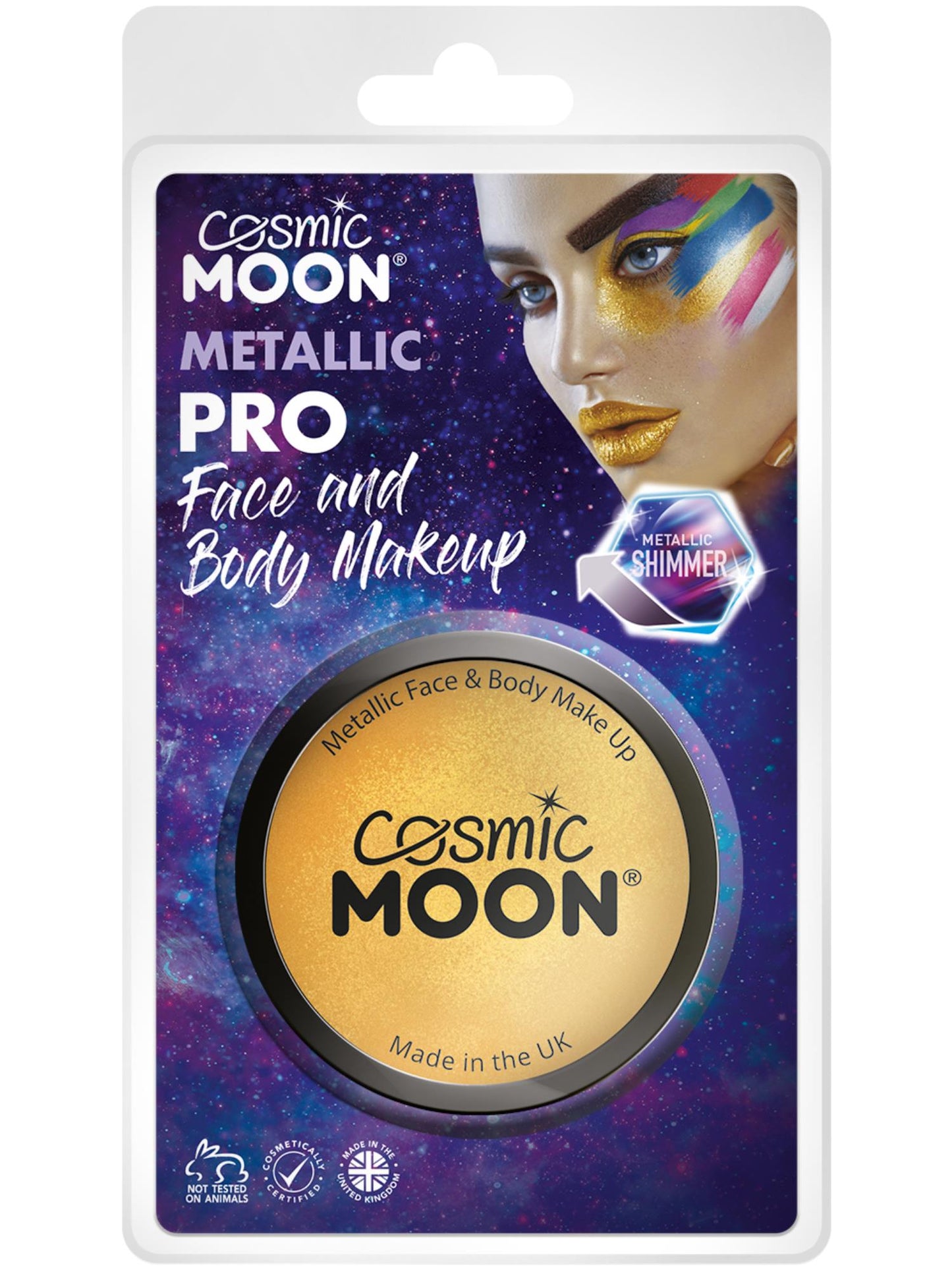 Smiffys Cosmic Moon Metallic Pro Face Paint Cake Pots, Gol CD für Unisex