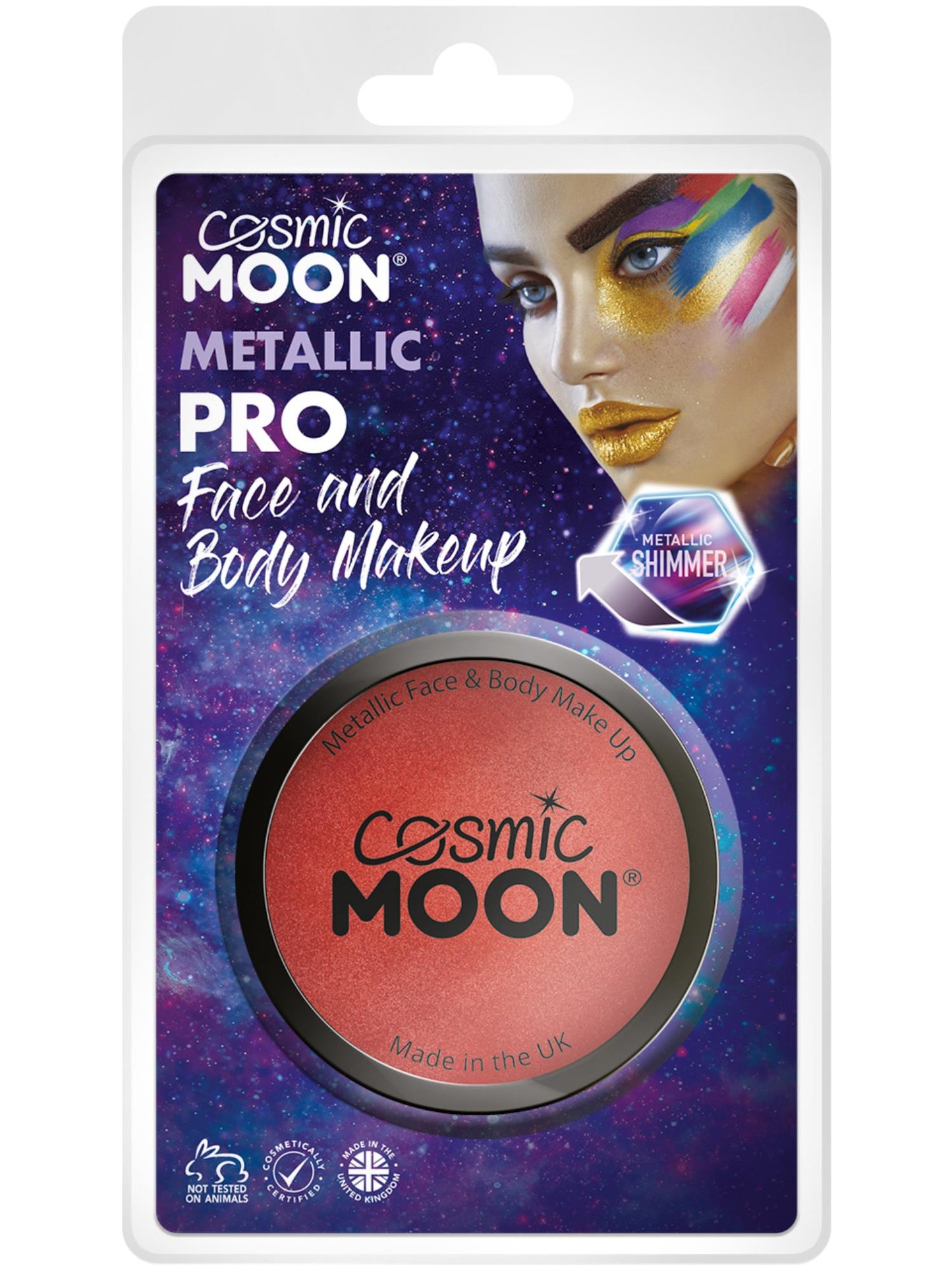 Smiffys Cosmic Moon Metallic Pro Face Paint Cake pots, Red CD für Unisex