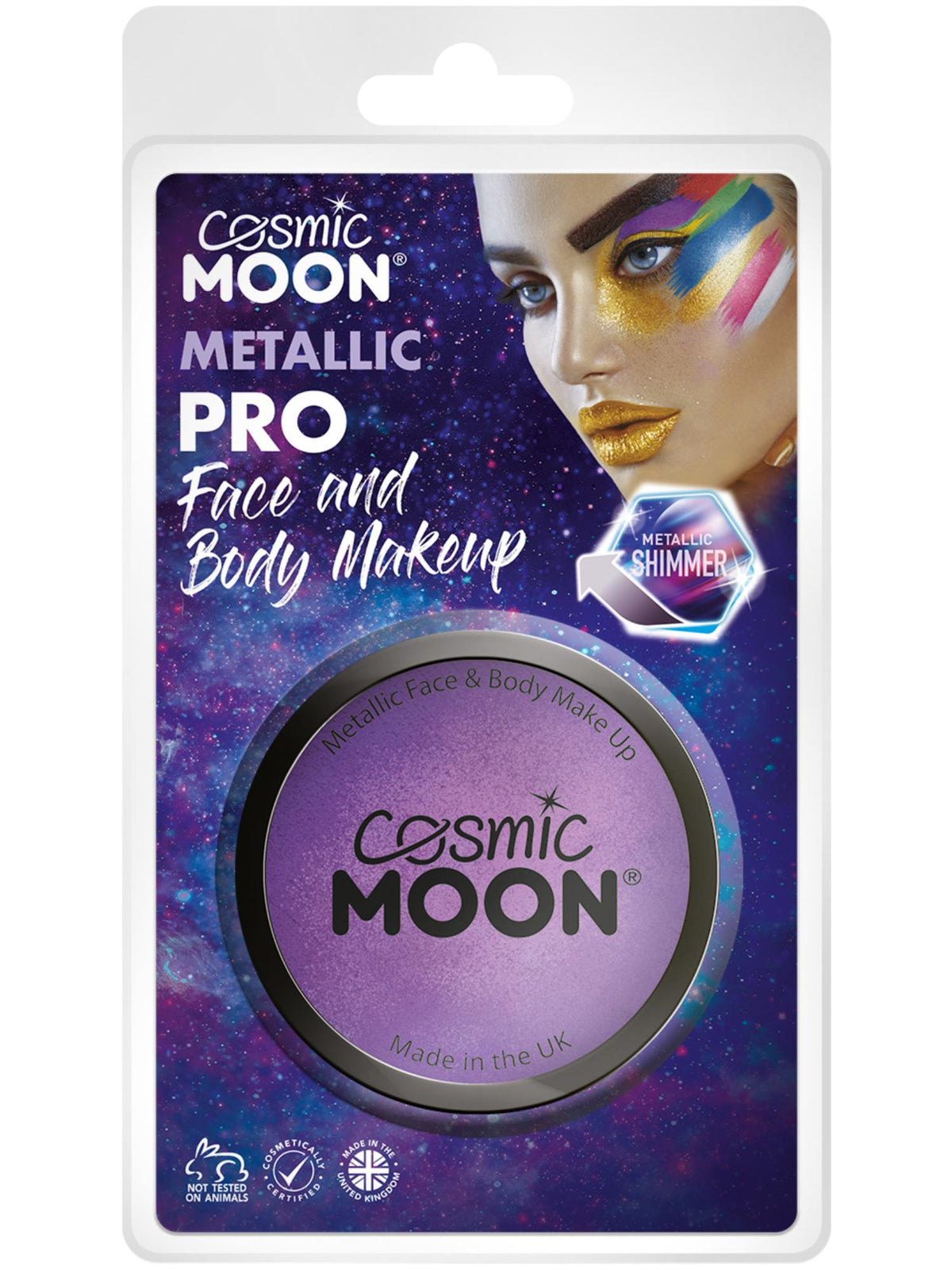 Smiffys Cosmic Moon Metallic Pro Face Paint Cake Pots, Pur CD für Unisex