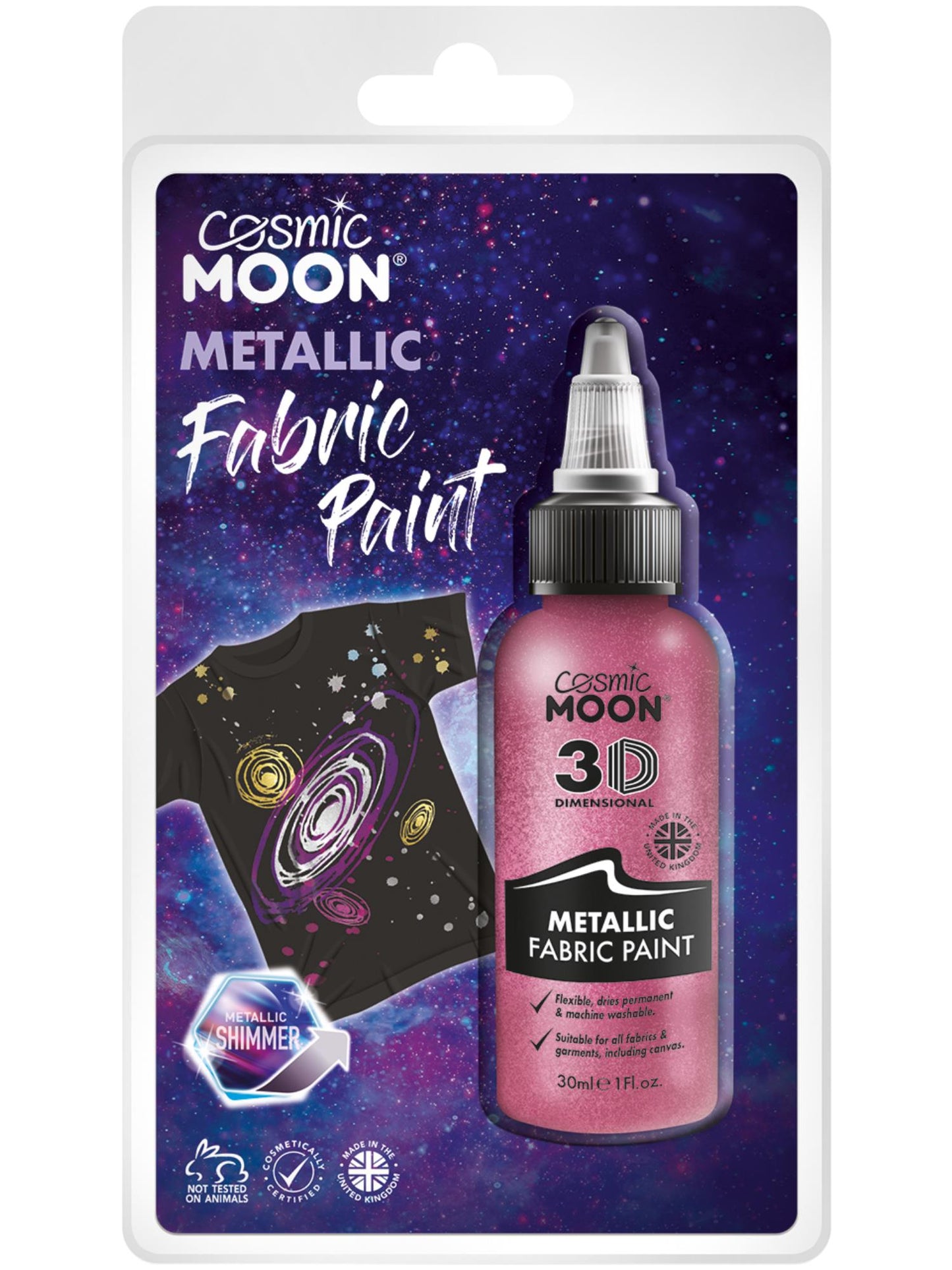 Smiffys Cosmic Moon Metallic Fabric Paint, Pink CD für Unisex