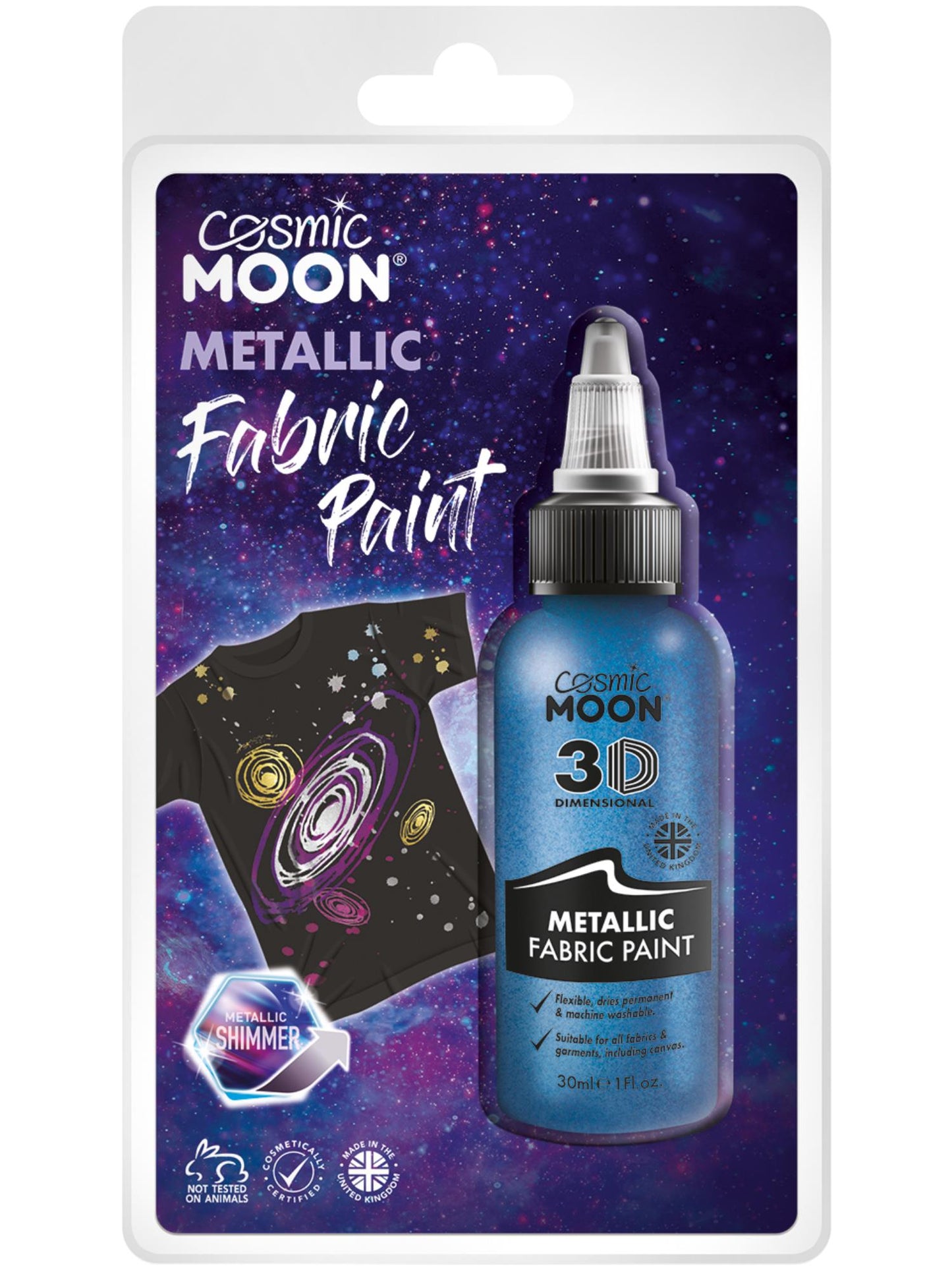 Smiffys Cosmic Moon Metallic fabric Paint, Blue CD für Unisex