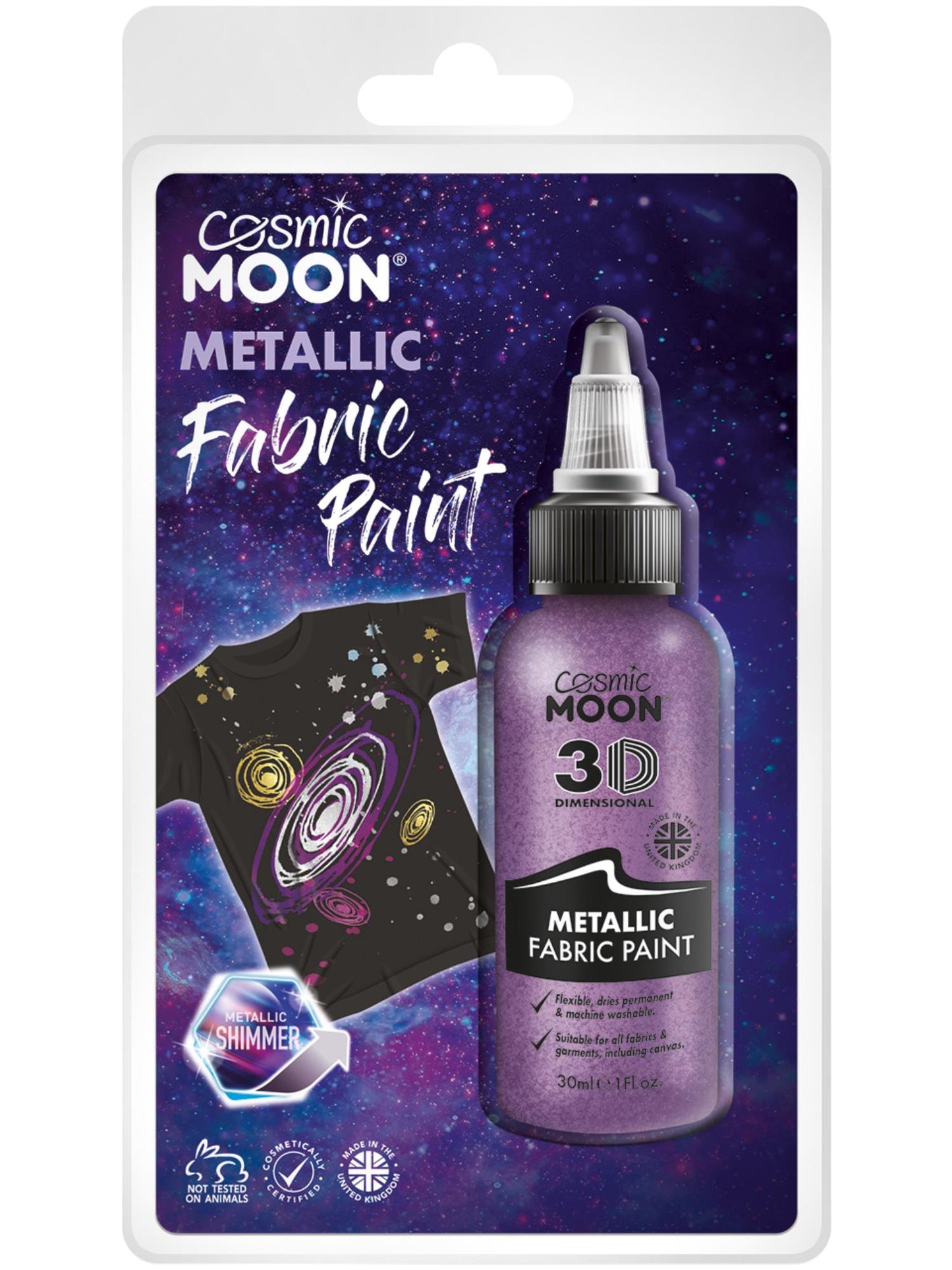 Smiffys Cosmic Moon Metallic Fabric Paint, Purple CD für Unisex