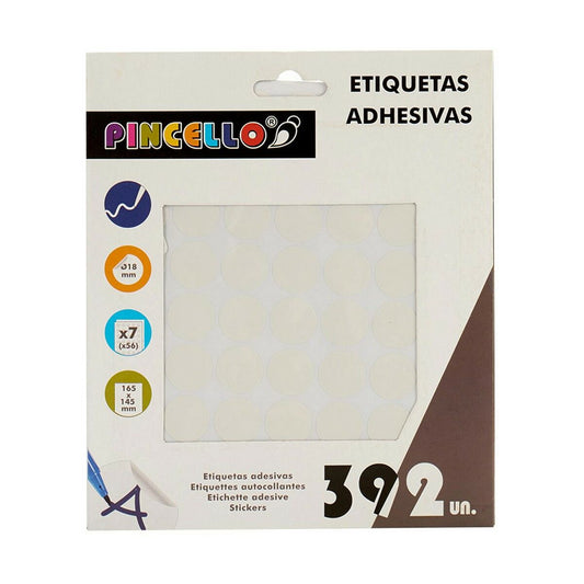 Klebeetiketten Pincello Weiß Ø 18 mm 17 x 4 x 19,5 cm (12 Stück)