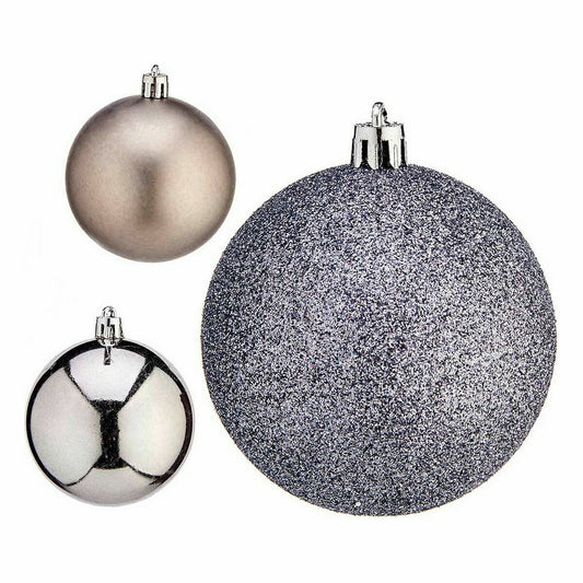 Weihnachtskugeln-Set Krist+ Silberfarben Kunststoff Ø 7 cm (12 Stück)