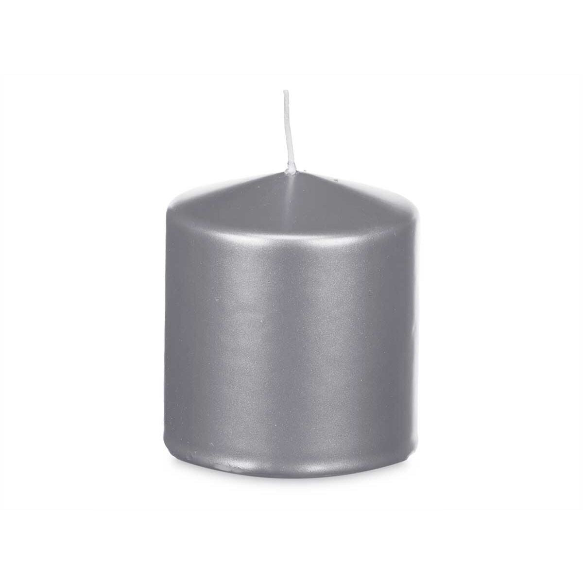 Acorde silberfarbene Wachskerzen im 12er-Set, ca. 9 x 10 x 9 cm – Seitenansicht