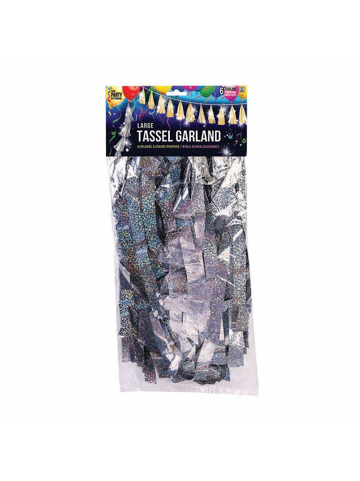 Rubies Balloon Tassels Large Silver Holographic für Ballondekoration