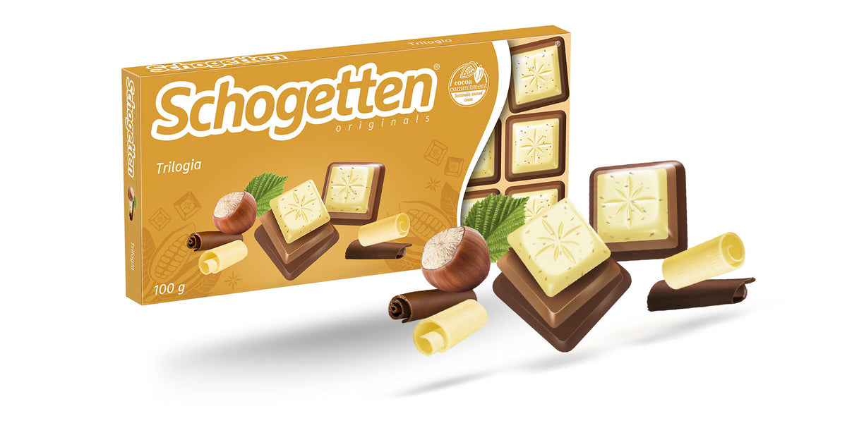 Schogetten Praline Trilogia 100 g weisse Schokolade mit Haselnuss-Crisp