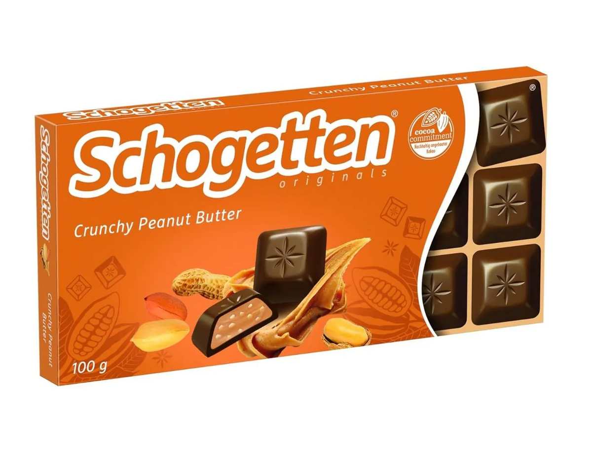 Schogetten Crunchy Peanut Butter 100 g Vollmilchschokolade mit knusprigen Erdnussstücken