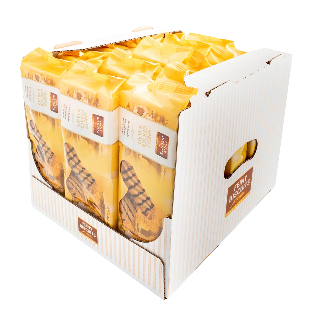 Feiny Biscuits Spritzgebäck Kakao 200 g – Knusprige Waffelrollen mit Vanillefüllung