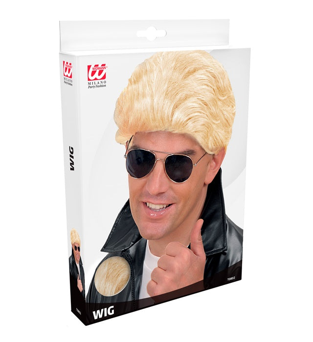 Blonde Greaser-Perücke im Retro-Stil für Fasnacht und Mottoparty