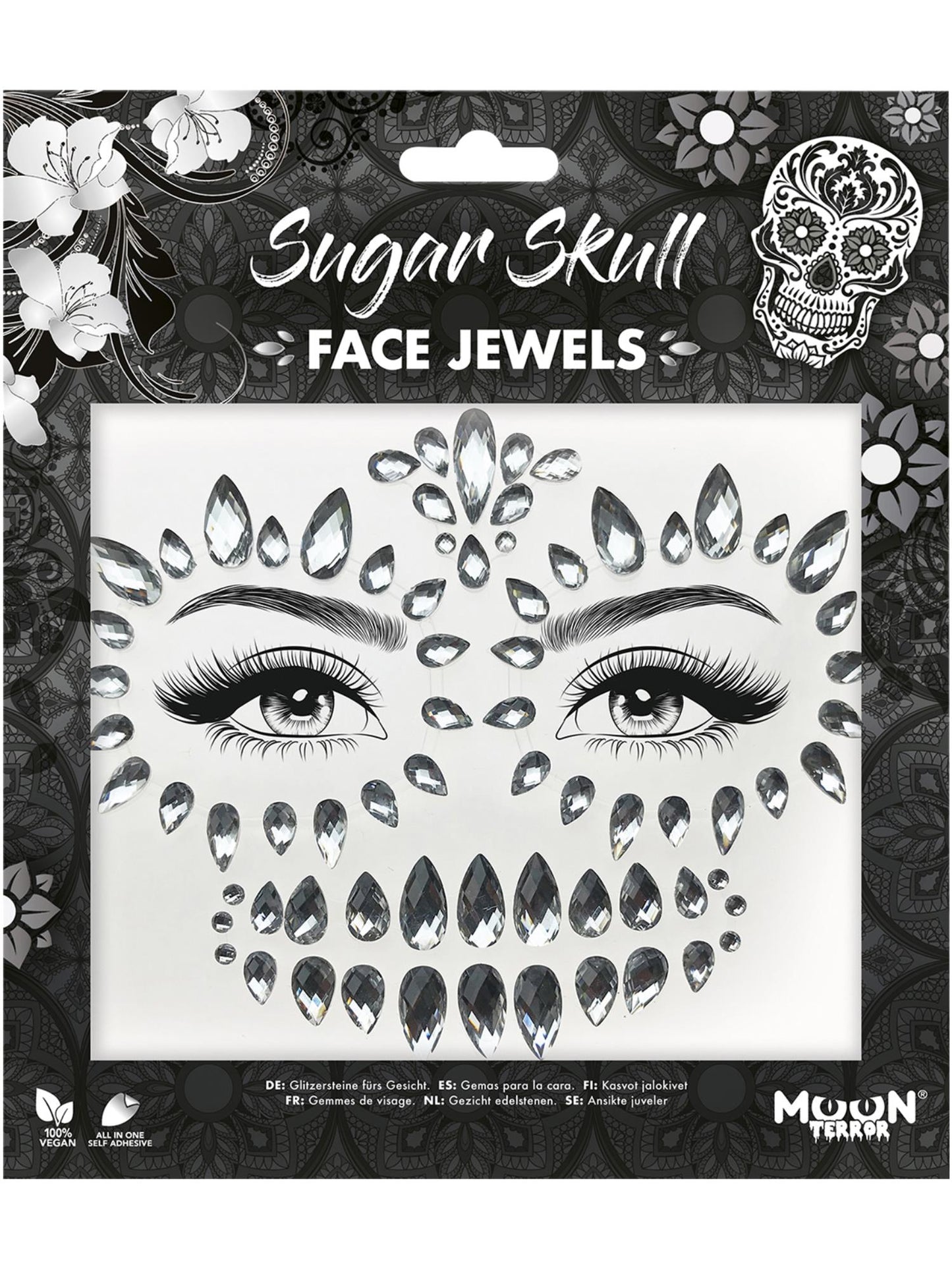 Smiffys Moon Terror Face Jewels, Sugar Skull CD für Unisex